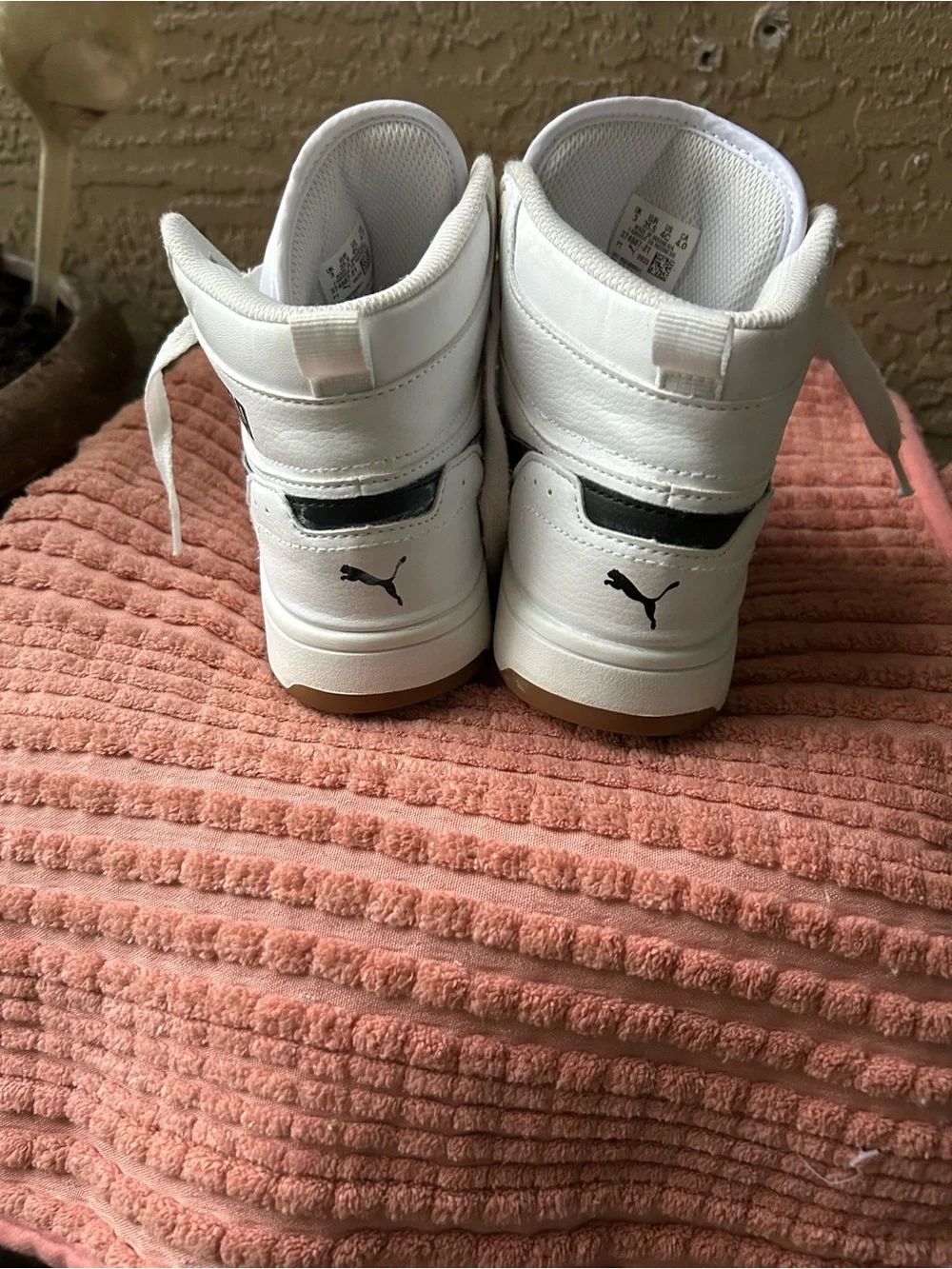 Puma Kids White High-Top Sneakers with Black Formstripe